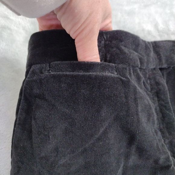 Vintage Velour Pants Women's Black Soft Trousers Stretch Zip Pockets Size 12 - Picture 4 of 13